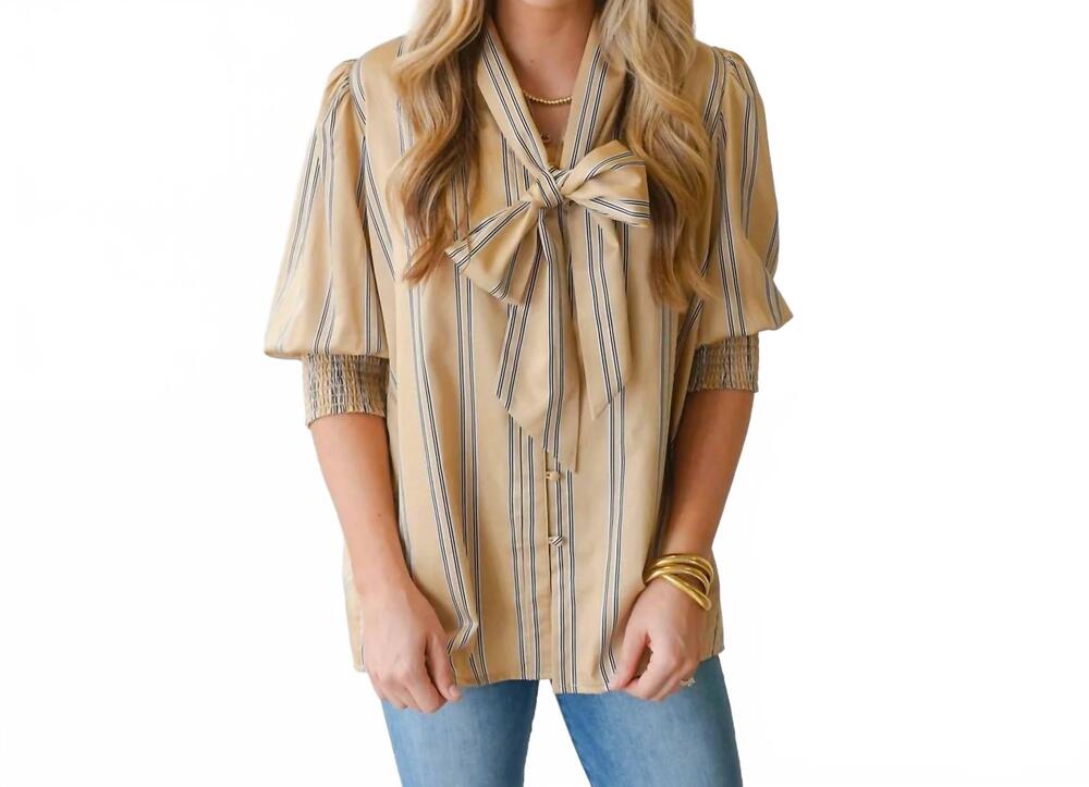 NEW CARYN LAWN bow top in khaki
